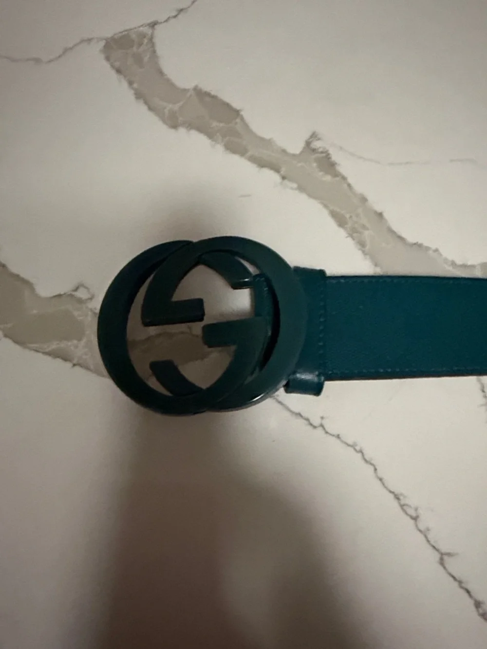 Gucci teal interlocking GG belt